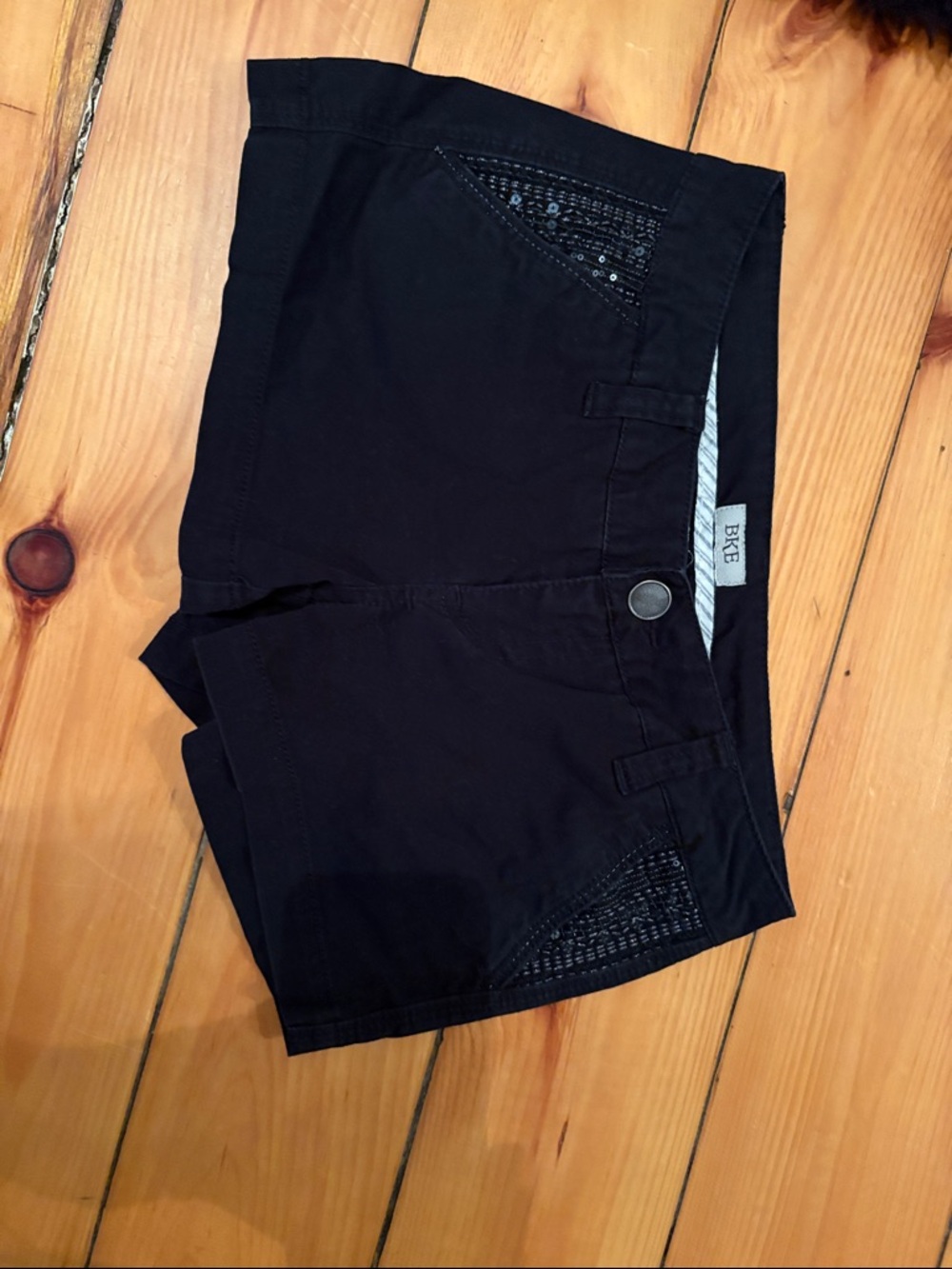 BKE Black Sequin Accent Low-Rise Shorts